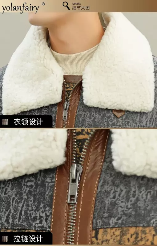 Мужская куртка из натуральной овечьей кожи, куртка из натуральной кожи с короткими лацканами и мехом, модная трендовая куртка