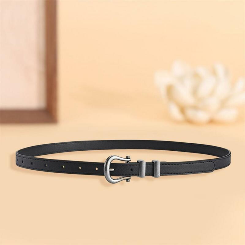 Gender-neutral Belt Stylish Unisex Black Jeans Belt with Metal Buckle Adjustable Length Multi Holes Design Faux Leather for Men