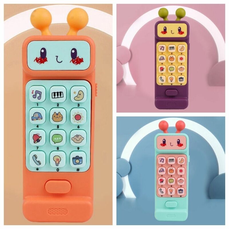 Abs brinquedo de simulação do telefone móvel para o bebê, mordedor falso, brinquedo educativo precoce, brinquedo voz, disponível em três cores