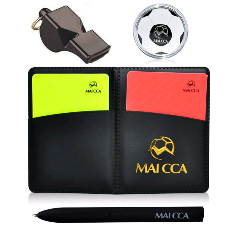 Sepak Bola Peluit Wasit Koin Kartu Kartu Sepak Bola dengan Pena Notebook Dompet Set Pelatihan Adil Memainkan Toss Profesional Peralatan Olahraga