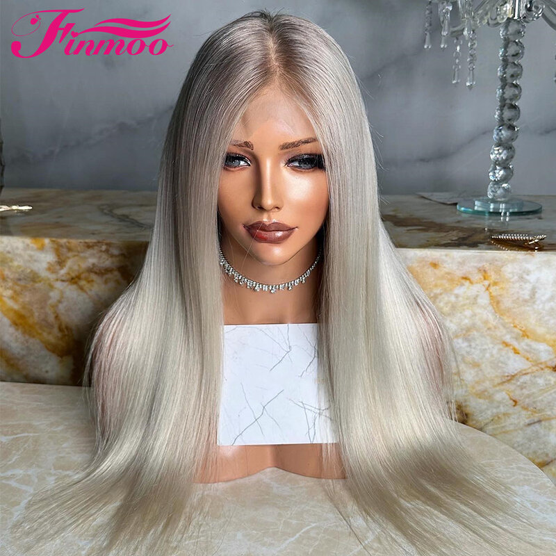 Ash Blonde Colored Lace Frontal Wig Straight Brazilian Remy Human Hair Wigs For Women Glueless HD Transaprent Lace Closure Wigs
