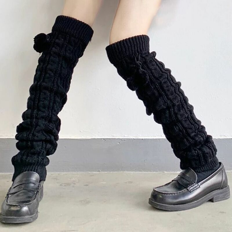 Malha Twist Leg Warmer meias longas, alongado JK Bezerro mangas, Lolita com bola macia, sobre meias de joelho, novo