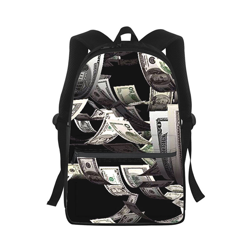 Мужской и женский рюкзак с 3D принтом долларов США, модная школьная сумка для студентов, рюкзак для ноутбука, детская дорожная сумка через плечо