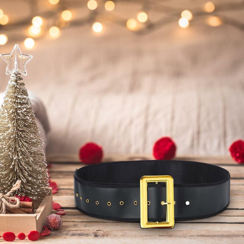 Christmas Santa Belt Santa Claus Belt Wide Decorative Props PU Leather Waist Belt for Stage Performance Masquerade Role Play