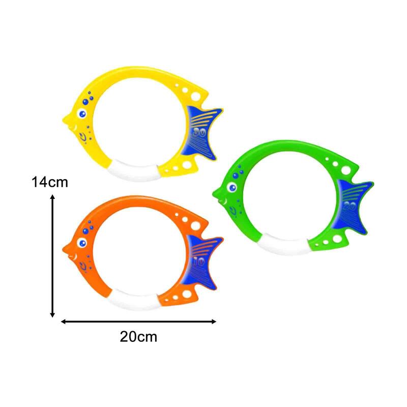 3 Pieces Diving Fish Ring Toys, Swimming Pool Toys, Summer Fun Swim Rings, Underwater Toys for Games, Children Boys