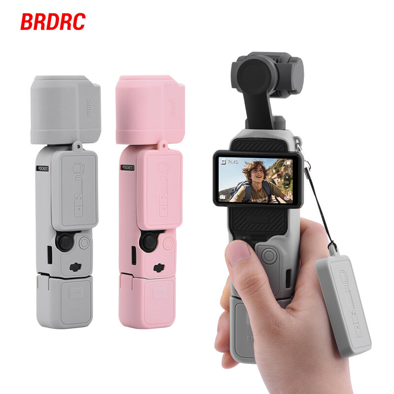 حافظة سيليكون BRDRC لكاميرا DJI Osmo Pocket 3 Gimbal ، مقبض مضاد للخدش ، حافظة واقية ناعمة ، غطاء عدسة ، غطاء مانع للصدمات