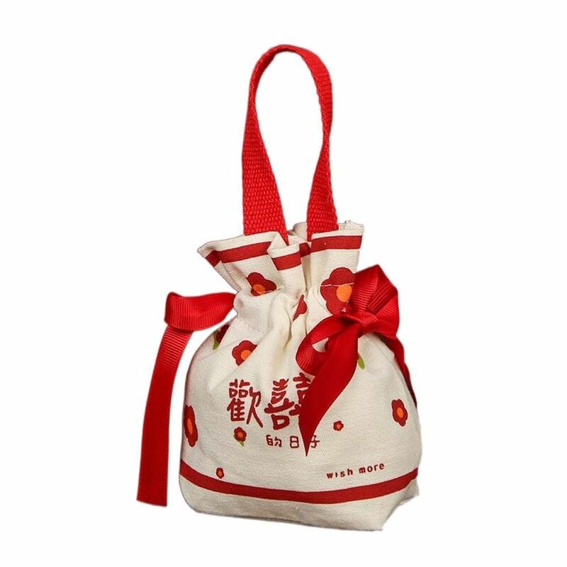 Saco de cordão de grande capacidade, bolsa festiva de açúcar, balde floral, bolsa de pulso pequena flor, estilo coreano