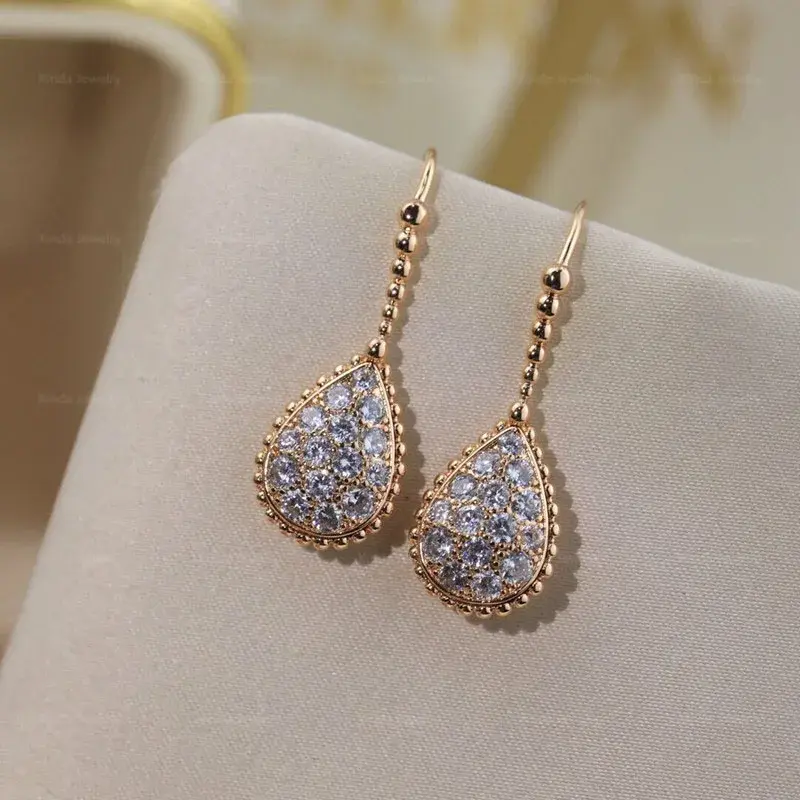 Classic Design 925 Sterling Silver Zircon Large Droplet Women's Earrings Elegant and Fashionable Brand Luxury Jewelry