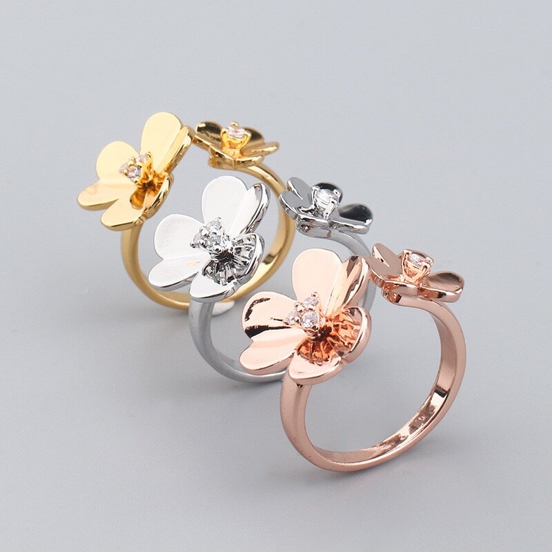Fashion and Vitality 925 Sterling Silver Love Clover Open Ring Women's Luxury Brand Jewelry Festival Party Gift