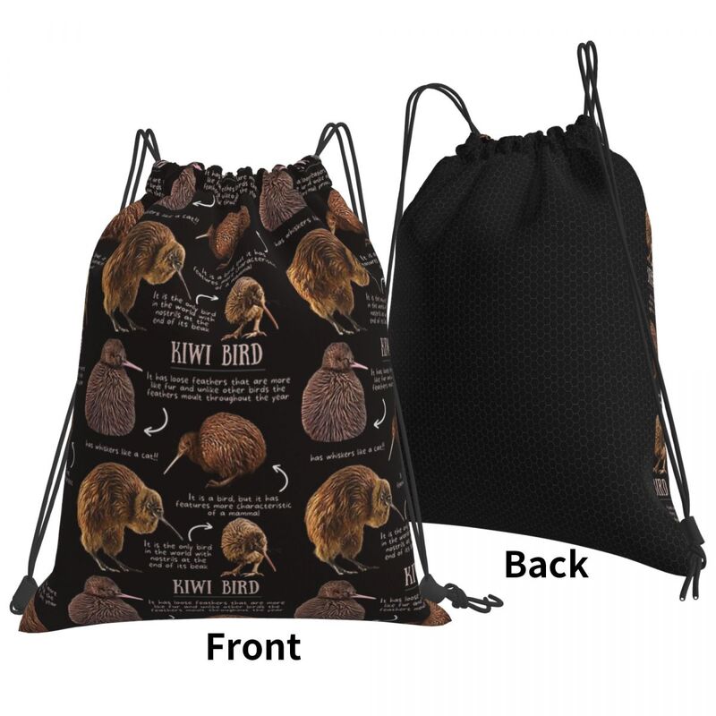 Kiwi Bird Fun Facts Plecaki Przenośne torby ze sznurkiem Pakiet ze sznurkiem Kieszonkowa torba sportowa Torby na książki dla studentów podróżujących
