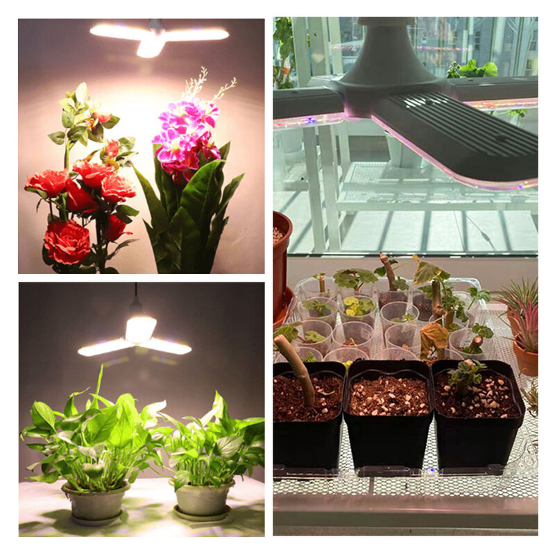 Foldable Full Spectrum LED Grow Light, Planta Crescente Luz, Phytolamp Bulb, Plantas de Interior, Flower Seedling, E27, 24W, 36W, 48W