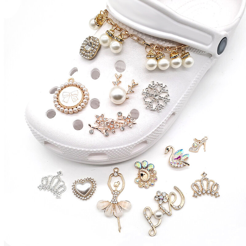 Metallo 1 pz diamante corona scarpa Charms gioielli fai da te accessori per scarpe misura sandali croc da donna decorazioni fibbia regali per ragazze jibz