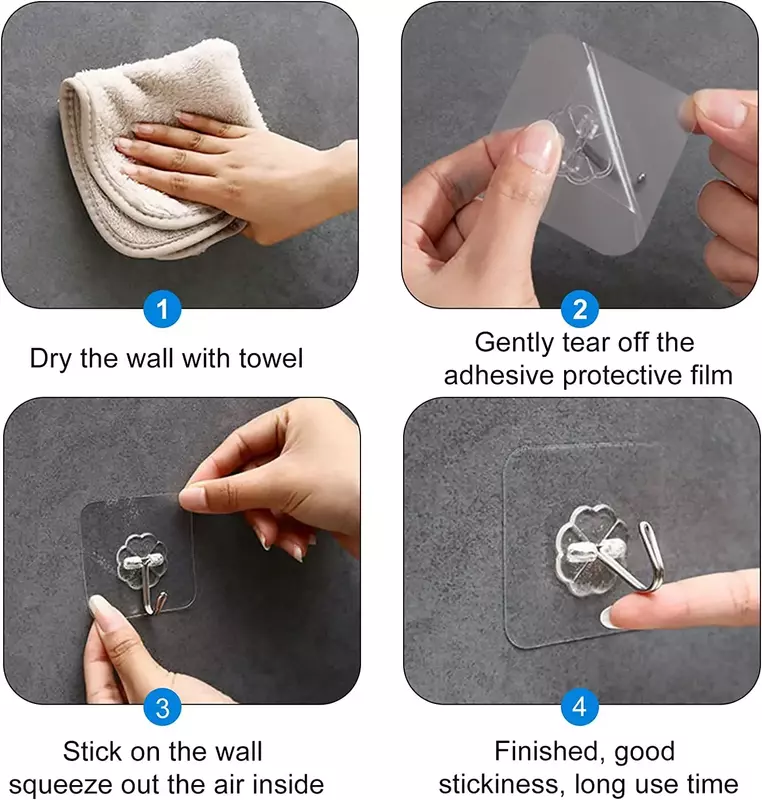 Selbst klebende Haken Hochleistungs-Wand haken transparente Mehrzweck haken Tür schlüssel Handtuch Wand haken für Bad Küche nach Hause