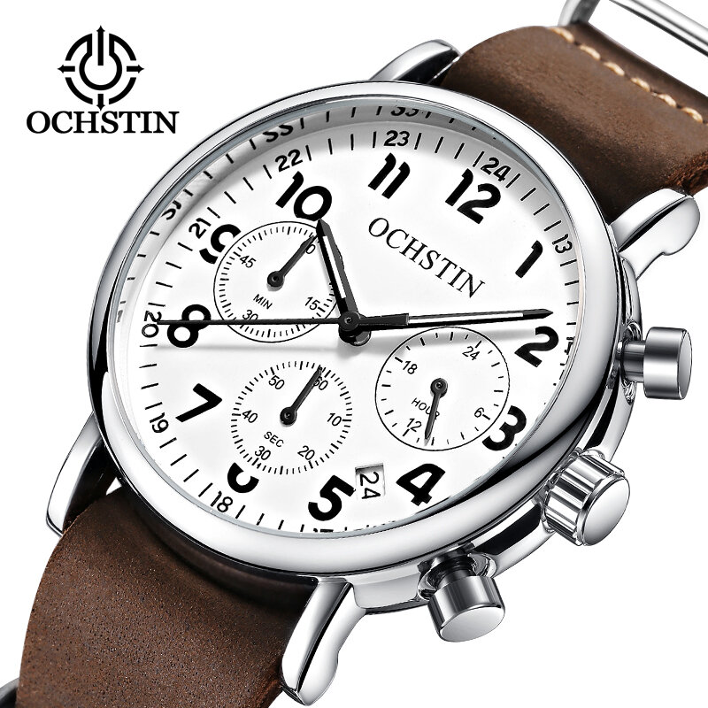 Relógio de quartzo masculino com segundos pequenos, relógios de pulso retrô com relógio vintage, 36mm, 100m, novo, 2023