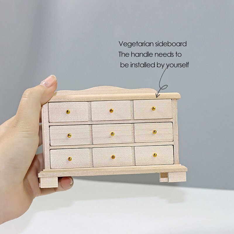1/12 Dollhouse Miniature Wooden Sideboard Simulation Storage Cabinet Model Toy Dollhouse Accessories