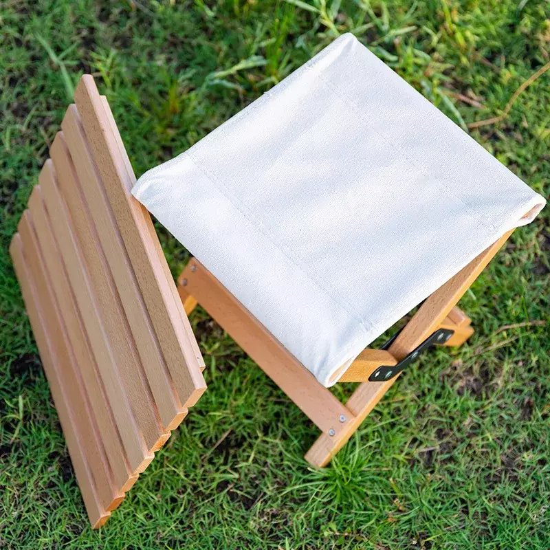 Taburete plegable de haya para exteriores, taburete portátil Mazar de doble uso, de madera maciza, para acampar y pescar, 2023