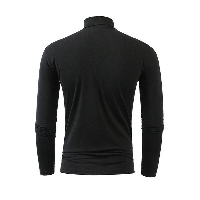 เสื้อยืดคอเต่าเก็บอุณหภูมิอบอุ่นสำหรับผู้ชายเสื้อยืดเข้ารูปแขนยาวจัมเปอร์สีพื้น2023ใหม่สำหรับฤดูหนาว
