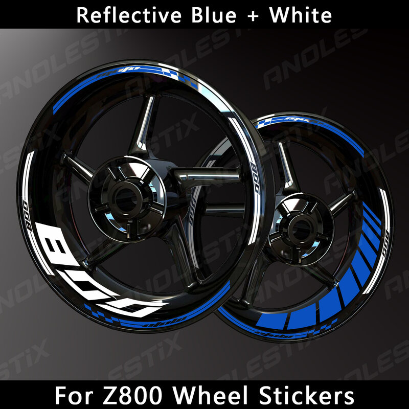 AnoleStix Reflective Motorcycle Wheel Sticker Hub Decal Rim Stripe Tape For Kawasaki Z800
