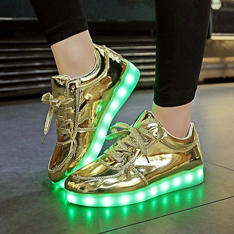 EUR 31-46 Luminous Sneakers USB Charge Led Children Shoes Boy Girl Men Women Glowing Tennis Kids Light up Shoes