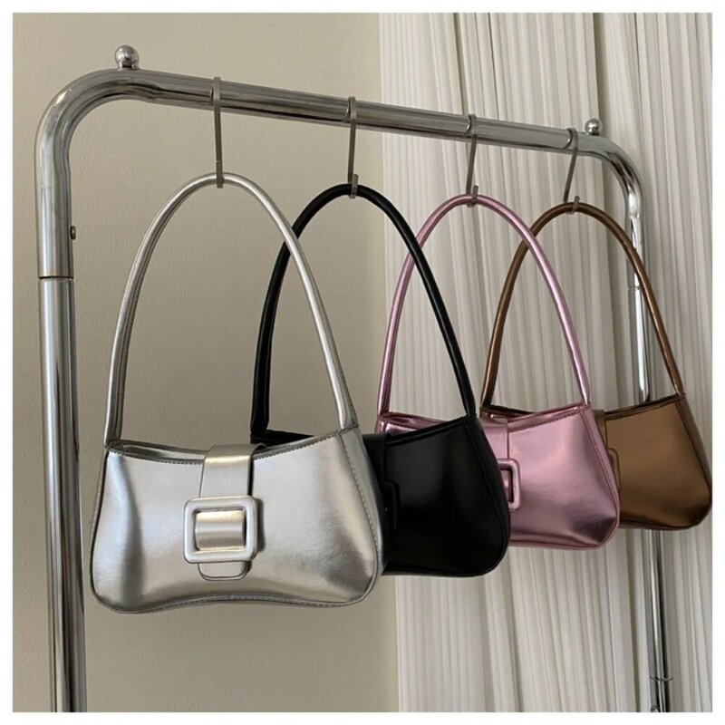 PU Leather Shoulder Bag 2024 Large Capacity Casual Underarm Bag Solid Trendy Handbag Party