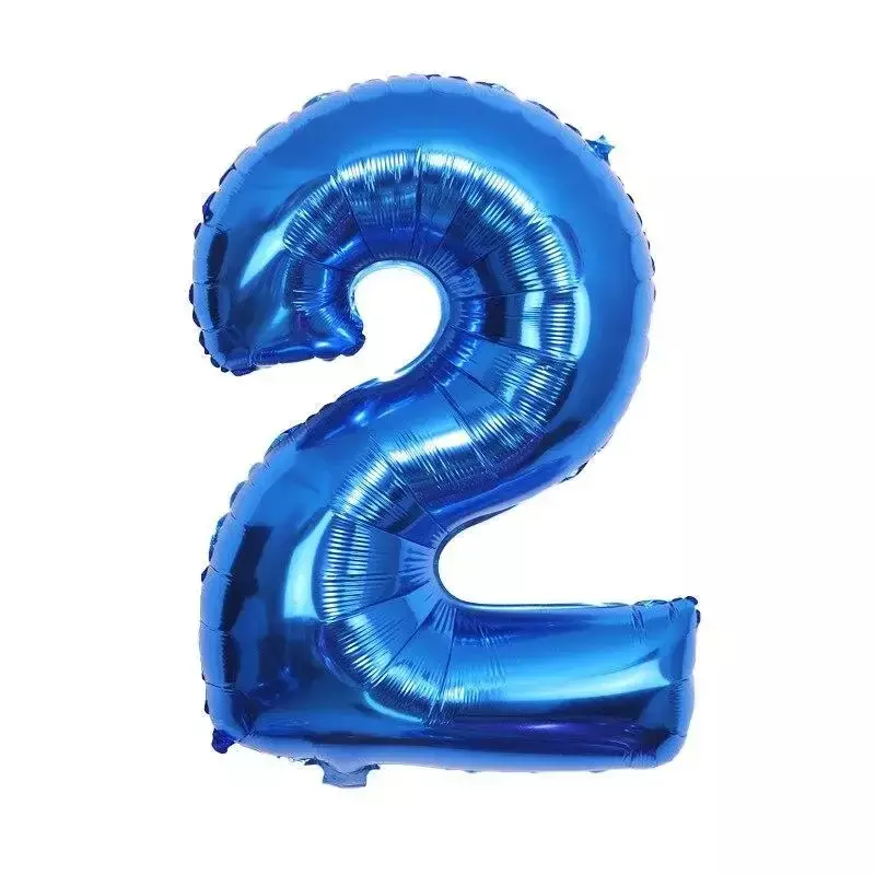 Digital Número Foil Balão, Inflável Balões de Ar, Birthday Party Decoração, Fontes do Casamento, Azul, 0 a 9, 32"