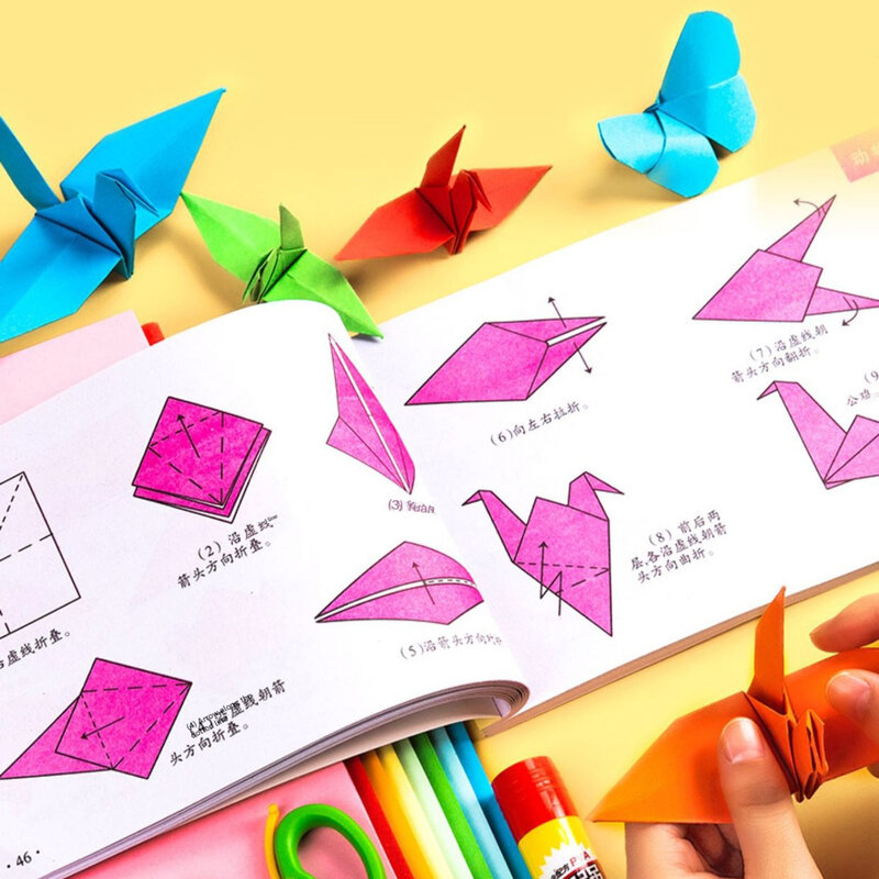 Kertas Origami persegi dua sisi warna Solid lipat kertas harapan keberuntungan derek multiwarna buatan tangan DIY dekorasi kerajinan buku tempel