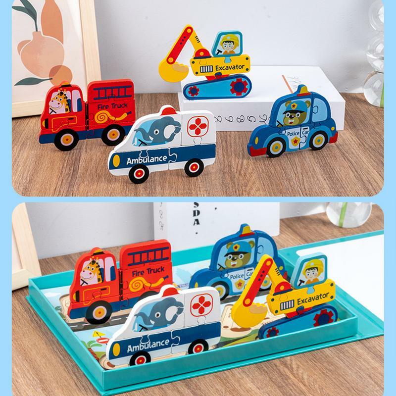 유아용 3D 동물 교통 퍼즐 보드, 몬테소리 스템 교육 유치원 장난감, 색상 및 모양 선물, 1-3