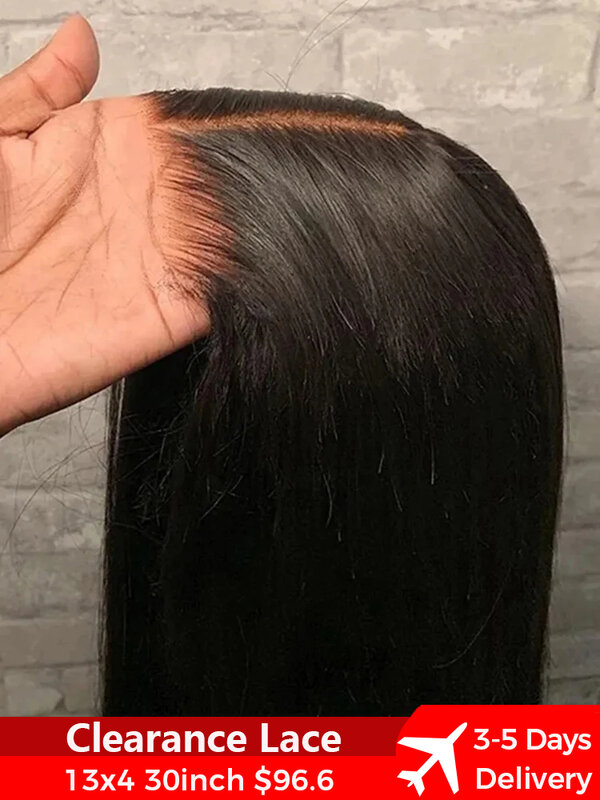 Peluca de cabello humano liso para mujer, postizo de encaje Frontal 13x4, HD, transparente, predesplumada, 4x4, 13x6