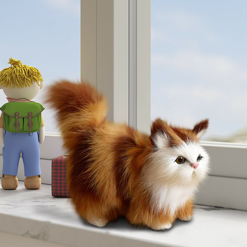 Juguetes de peluche de simulación de gato Para NiñOs, modelos de animales de peluche, regalos Para NiñOs, 2024