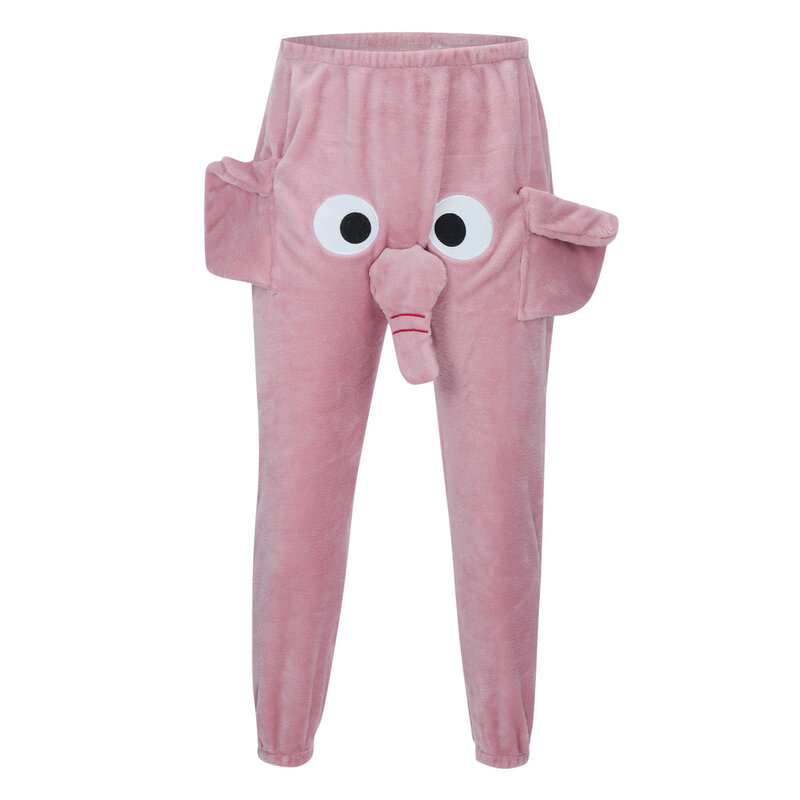 Calças confortáveis de pijama de flanela para homens e mulheres, calças compridas macias, engraçadas para uso doméstico de elefante, calças térmicas