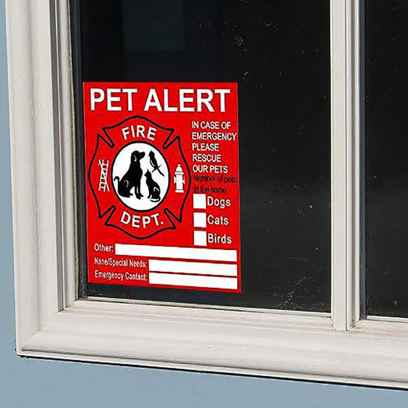 สติกเกอร์ป้องกันอัคคีภัยสัญญาณเตือนความปลอดภัย5ชิ้นบันทึกแมว/สุนัขสัตว์เลี้ยงของเราในกรณีฉุกเฉินไฟไหม้