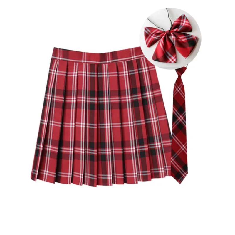 Falda plisada A cuadros para mujer, minifalda de verano con pajarita, uniforme Jk coreano, escuela japonesa, Preppy, línea A, XS-5XL