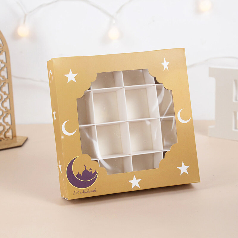 Eid mubarak-チョコレートムバラクのラマダンケーキボックス,イスラム教徒のパーティー用品,ギフト包装,装飾品,2023