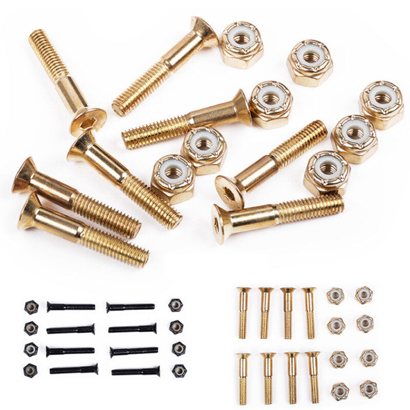 Set Screws Bolts Replacement 16pcs 25mm 28mm 30mm Accessories Carbon steel Four-wheeled Long board M5 Nuts Durable