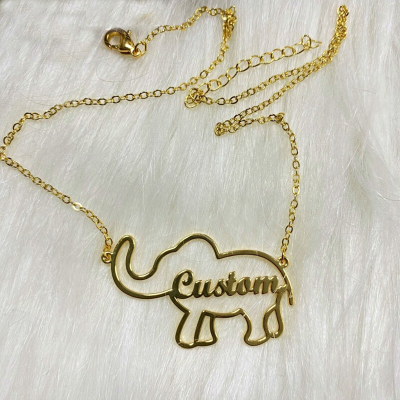 Personalized Elephant Necklace Customized Name Necklace Animal Letter Necklace Women's Name Necklace