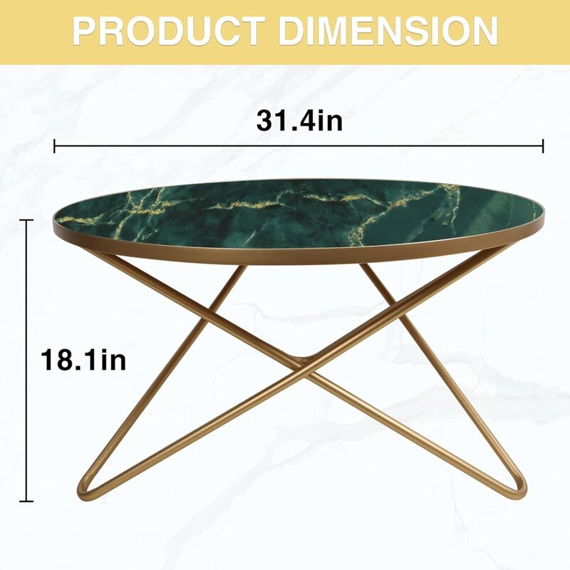 Round Coffee Table With Green Faux Marble Top Coffee Tables for Living Room Furniture Lounge Center Table Salon Nightstands Side