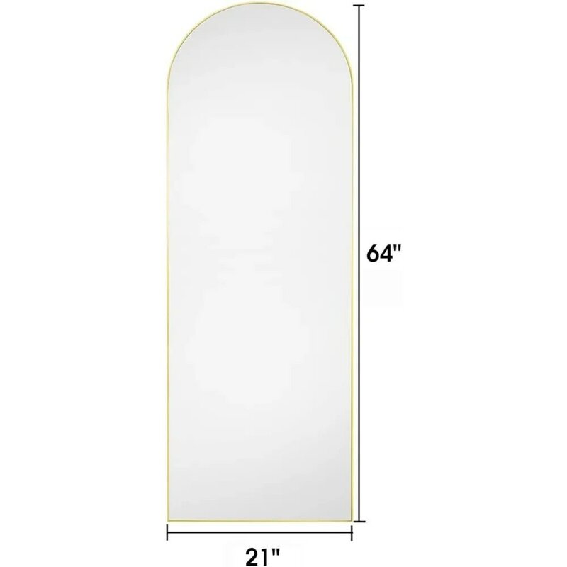 Full Length Mirror, with Stand, Arched,Standing Mirrores, Tall Mirrors, Wall Mounted,Large Frame - Gold