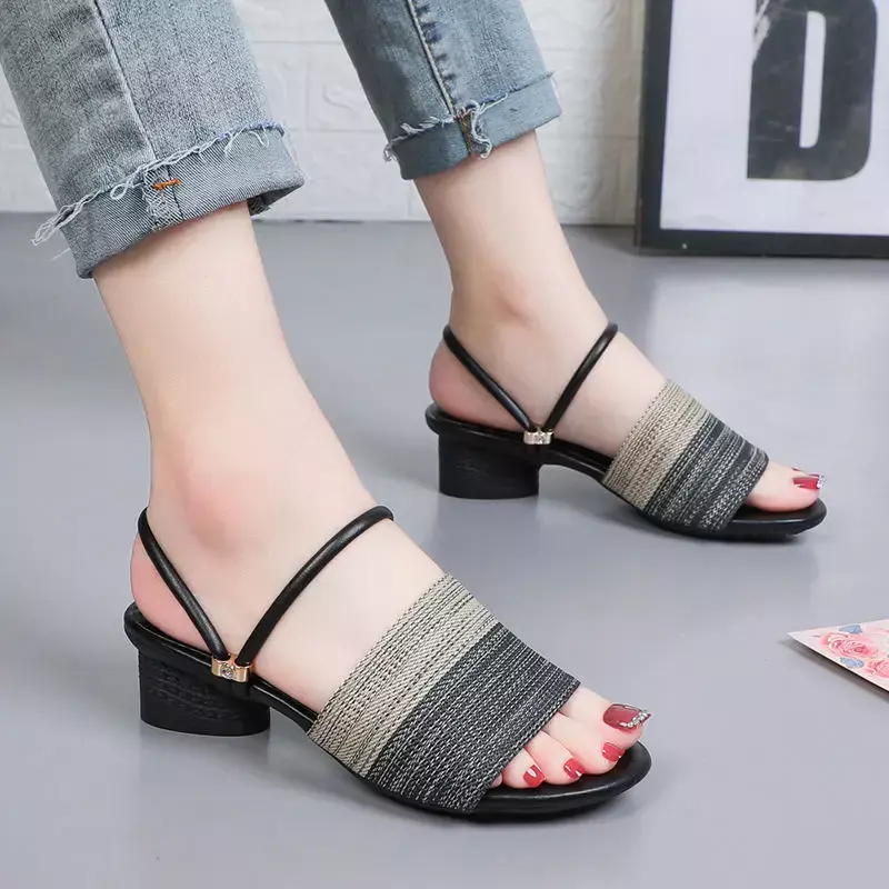 Woman Slippers Sandals Indoor Red Rubber Slides Open Toe Job Low Heel Shoes for Women Outside Normal Non Slip W H Sandal Eva F Y