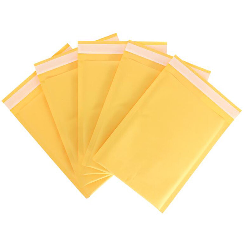 Sobres acolchados de papel Kraft con burbujas, bolsas de envío, varios tamaños, color amarillo, lote de 100 unidades