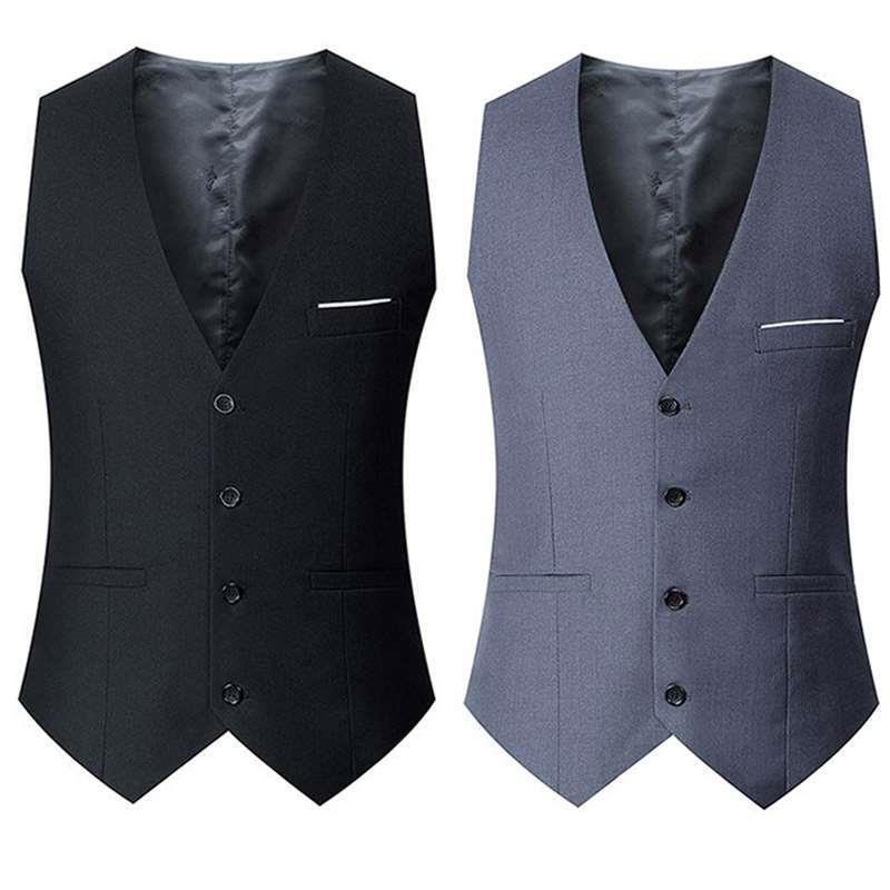 JAS Slim Fit เสื้อสำหรับสีดำผู้ชายสีเทาสีน้ำเงินธุรกิจ Casual ชายเสื้อกั๊กเดี่ยว Gilet Homme Jaket Formal