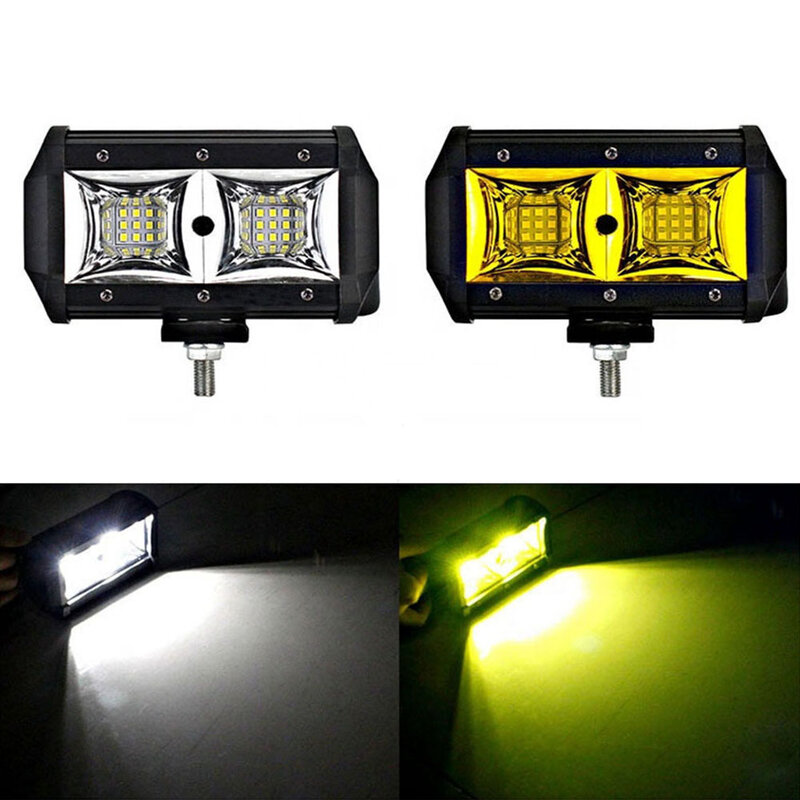 5 cali 96W światło robocze samochodu listwa LED ostrzegawcze światło przeciwmgielne do samochodu terenowego 4x4 JEEP ATV biały żółty reflektor DC12V 24V
