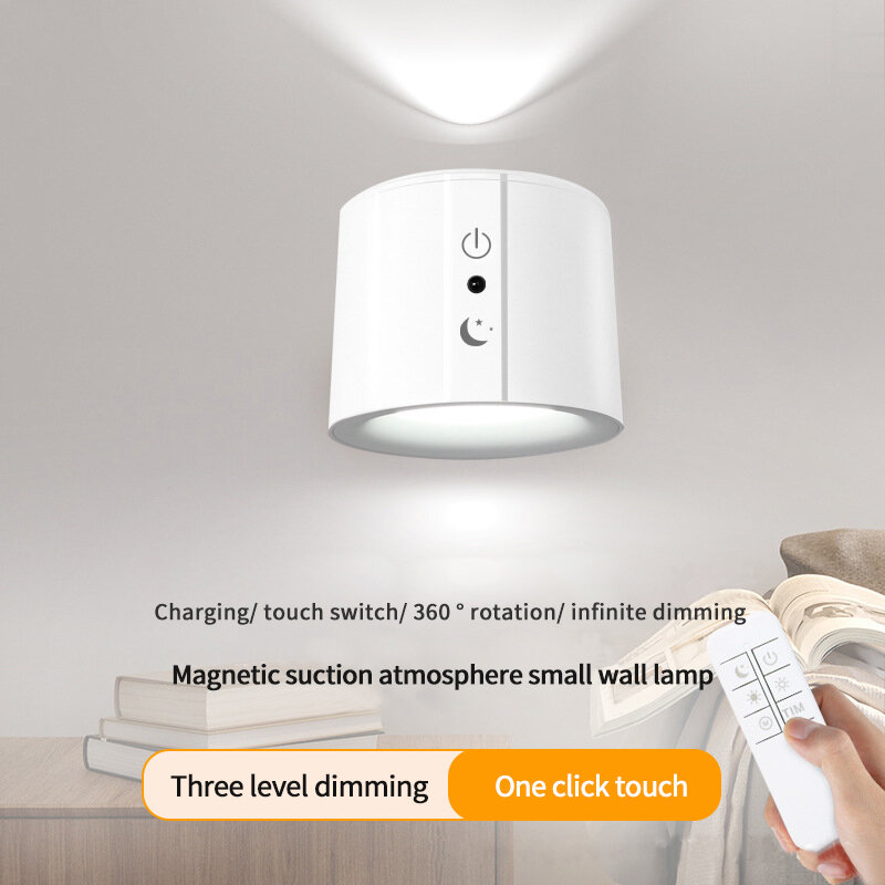 Lámpara de pared magnética LED, luz nocturna de carga para dormitorio, ambiente, decoración simple, foco de lectura