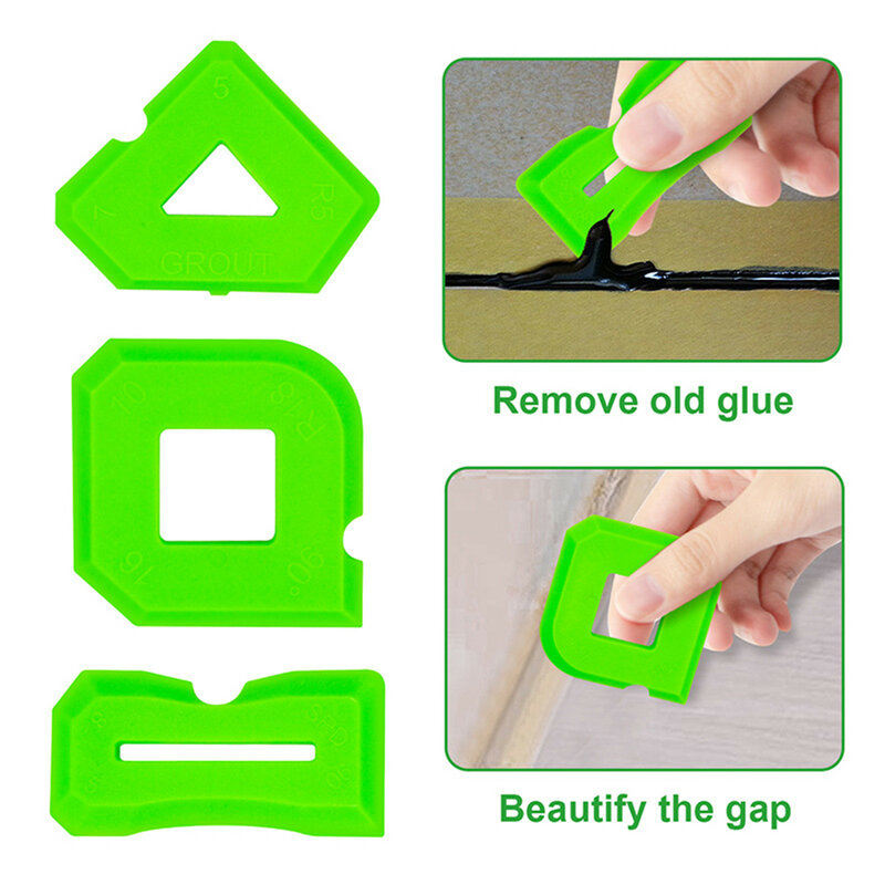 3pcs Caulk Remover Tool Wallpaper Remover Sealant Finishing Tools Rubber Glue Cleaner Scraper Kit For Kitchen Bathroom Window