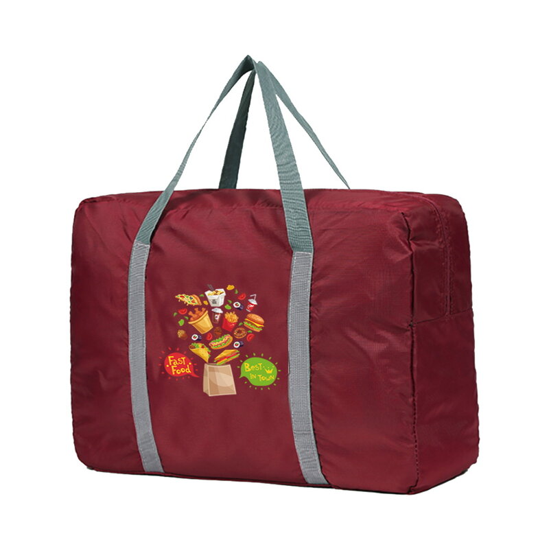 Grande capacidade de viagem sacos de roupas dos homens organizar saco de viagem sacos de armazenamento das mulheres bolsa de bagagem melhor impressão de alimentos rápidos