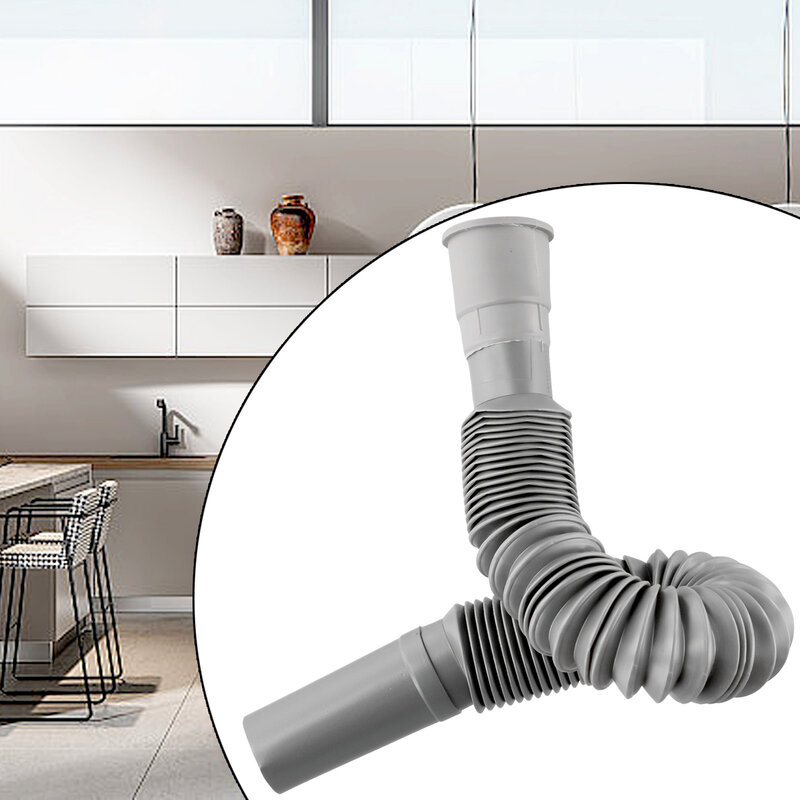 Tubo Flexible de drenaje de agua, colador de lavabo de cocina, extensión de fregadero, gris, 80cm, plástico para el hogar