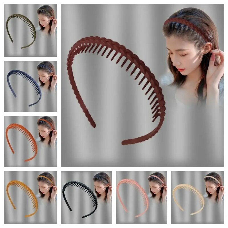 Acrylic Teeth Matte Hair Hoop Hair Band Solid Color Korean Style Non-slip Hairband Headdress Headband Outdoor