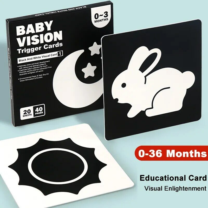 Cartões de Estimulação Visual Infantil, Montessori, Alto Contraste, Flash Card, Presente Infantil, Brinquedo Cognição, Bebê