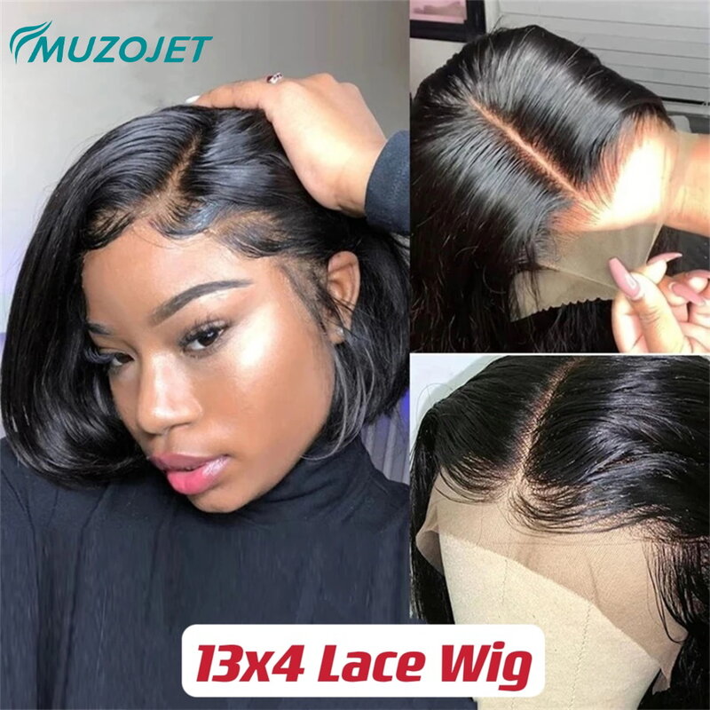 Short Straight Bob Hair Wig Human Hair Wigs For Black Women Human Hair Lace Front Wigs 13x4 HD Transparent Lace Frontal Bob Wigs