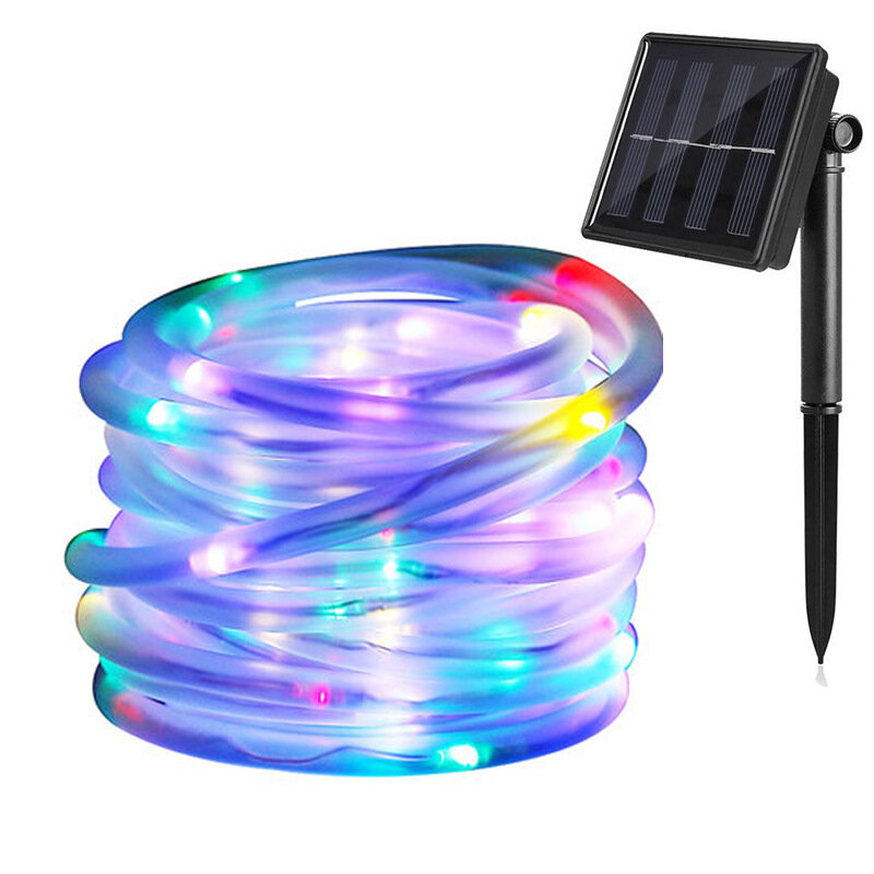 22M/12M LED Outdoor Solar Lamps 200/100 LEDs Rope Tube String Light Fairy Holiday Christmas Party Solar Garden Waterproof Lights