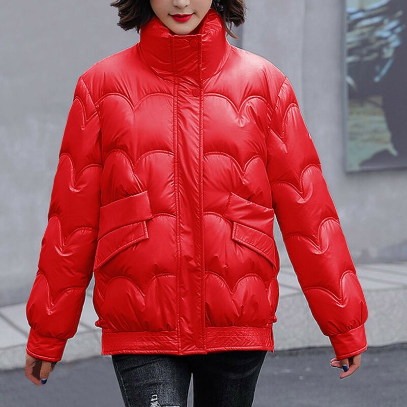 Зимняя женская куртка, новинка 2023, глянцевое пуховое пальто из хлопка, зимняя теплая пуховая куртка, парки, плотное теплое пальто с хлопковой подкладкой, женская верхняя одежда